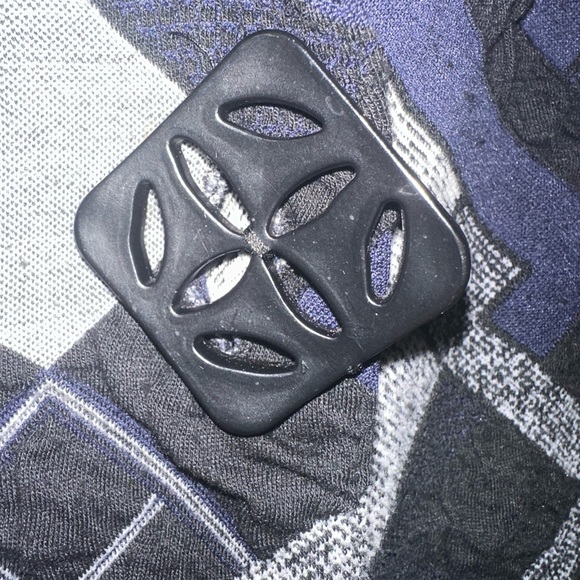 Studio Nouveau Vintage Harlequin Diamond Checkered Jacket Black Silver Lurex XL - Picture 4 of 6